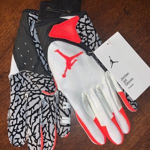 Nike Jordan Jet 7.0 Football Receiver Gloves White/Black Men’s Large NWT